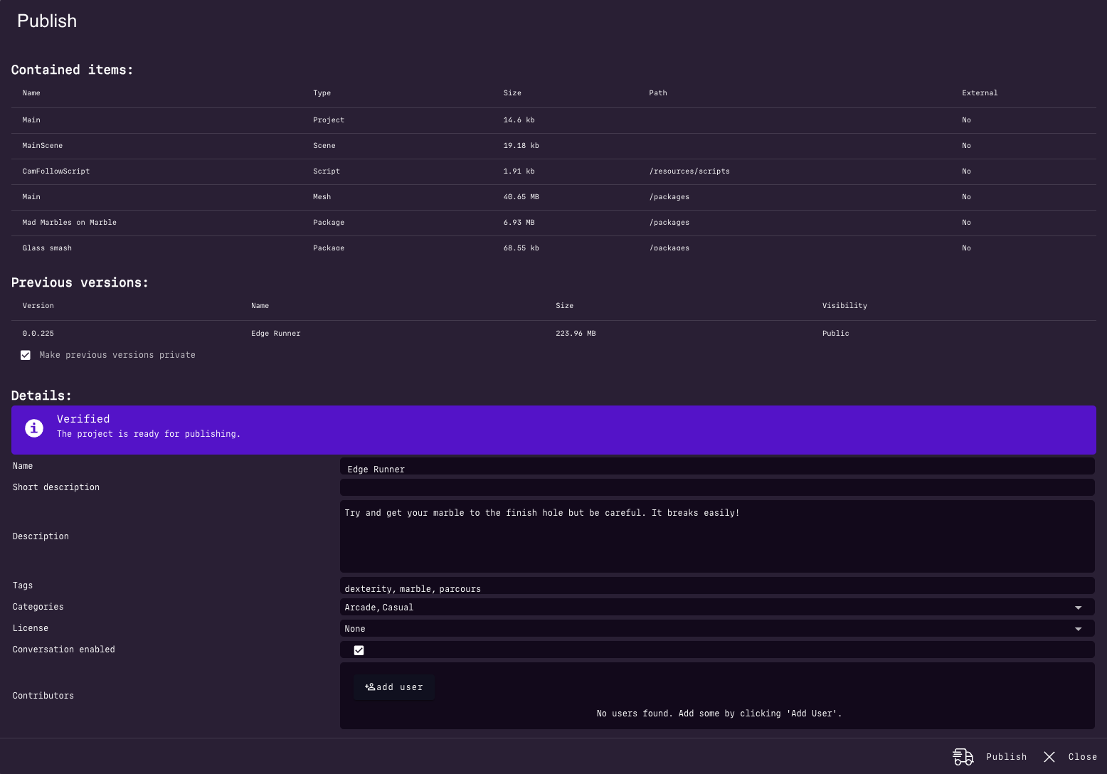 Project is ready to publish