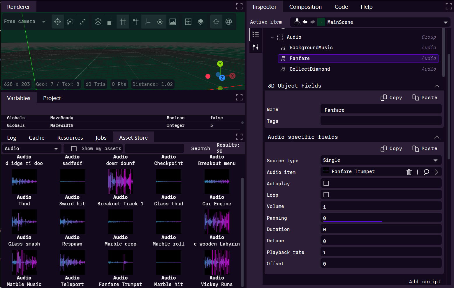 Link an audio asset to the audio item