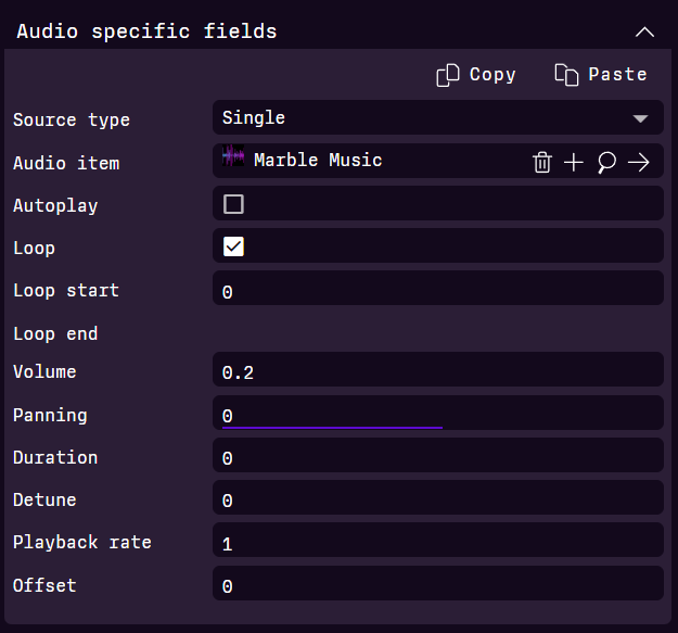 Set audio parameters